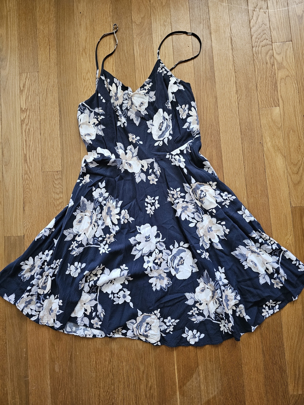 Old Navy Navy Floral Slip Dress with Cream Blooms